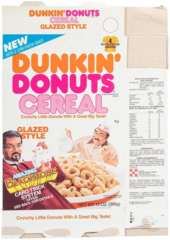 Dunkin’ Donuts Cereal glazed flavor cereal box