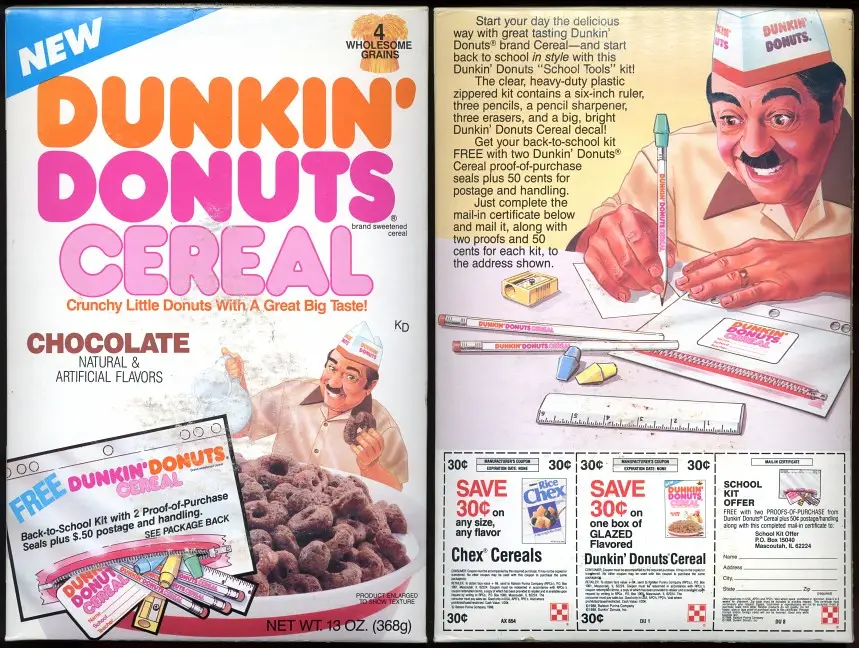 Dunkin’ Donuts Cereal vintage ad for chocolate flavor