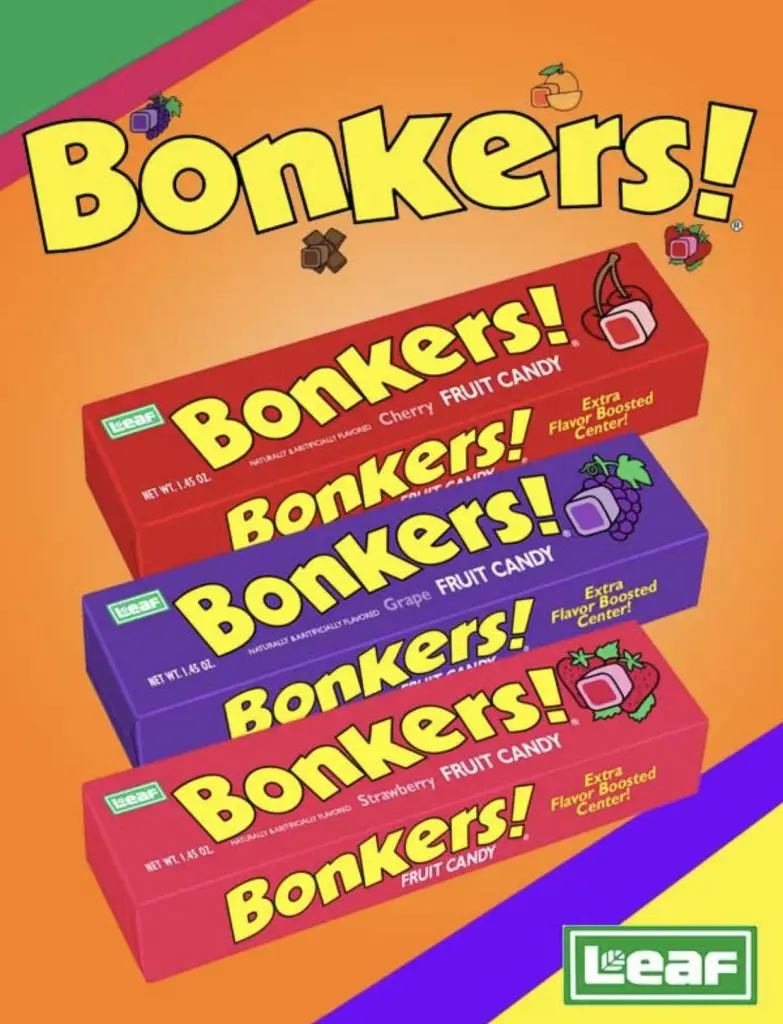 a bonkers ad from leaf discontinued candy from the 80s