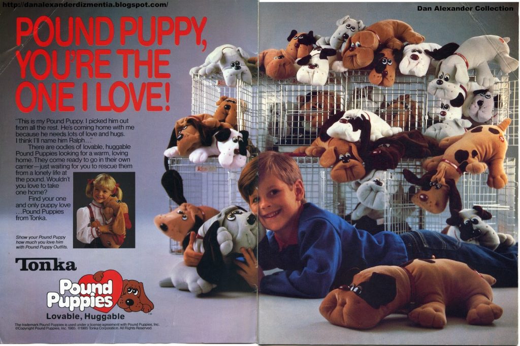 a cool retro 80s print ad for pound puppies