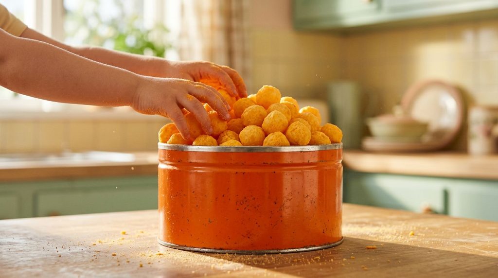 Planters Cheez Balls and the Orange Canister Kids Emptied
