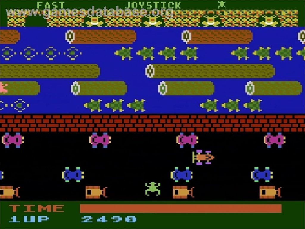 Frogger screen 80s arcade games showing the pixelated game in all of it's retro glory