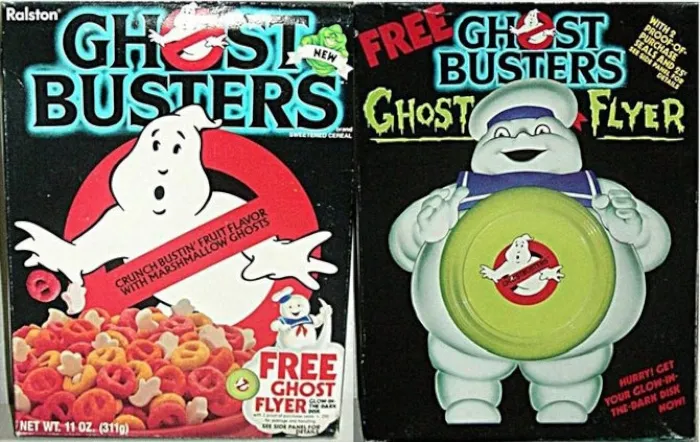 vintage 1980s ghostbusters cereal box with free ghost flyer