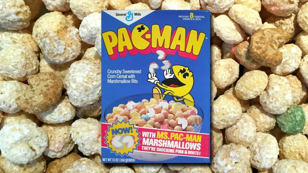box of pacman cereal in a blue box