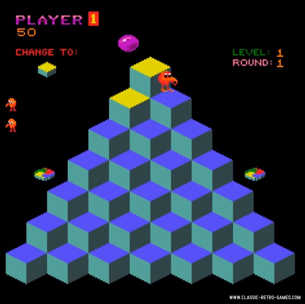 vintage retro video game of qbert. Qbert was a classic 80s arcade games