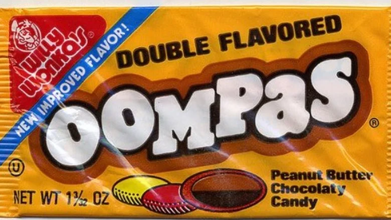 Willy wonka's Double flavored oompas peanut butter chocolaty candy 1980s candy