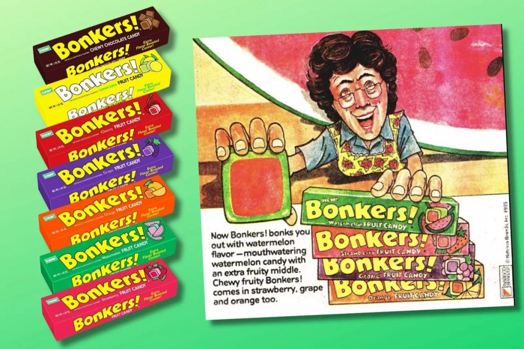 a 1980s ad for Bonkers candy