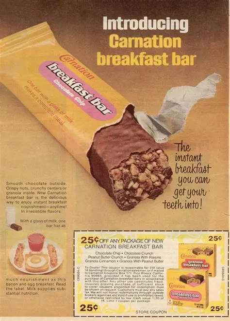 vintage ad from the 1980s for carnation breakfast bars