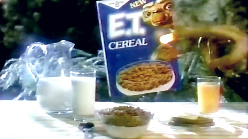 A screenshot of an E.T. Cereal Commercial from the 80s