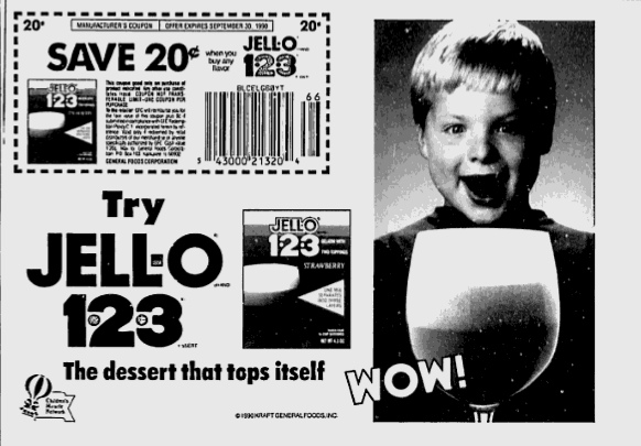 vintage coupon ad for jell-o 1-2-3 dessert