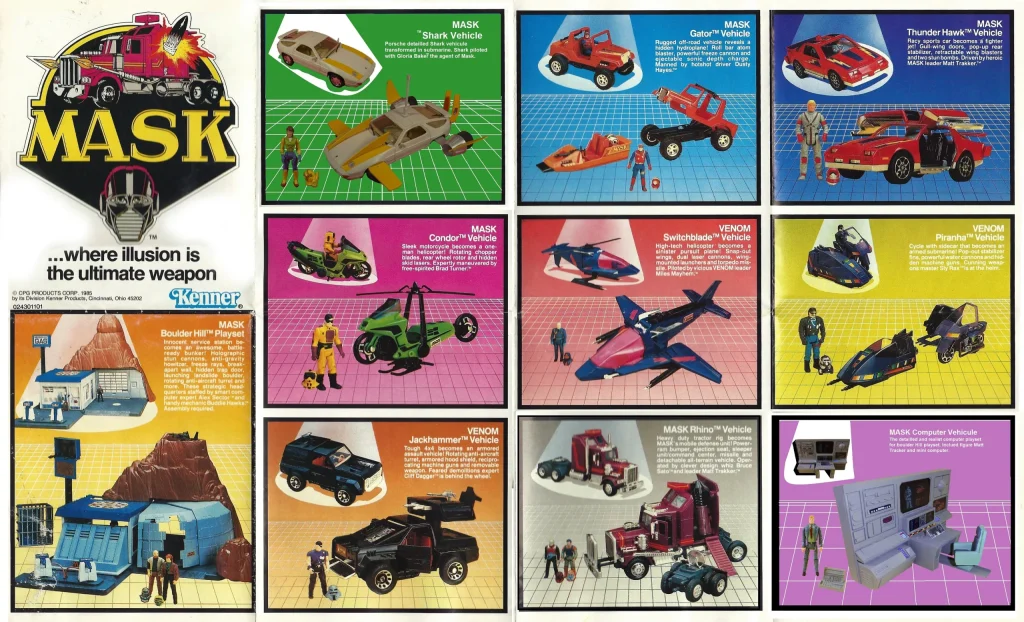 A cool collection M.A.S.K. Toys catalog toy sheet from the 80s