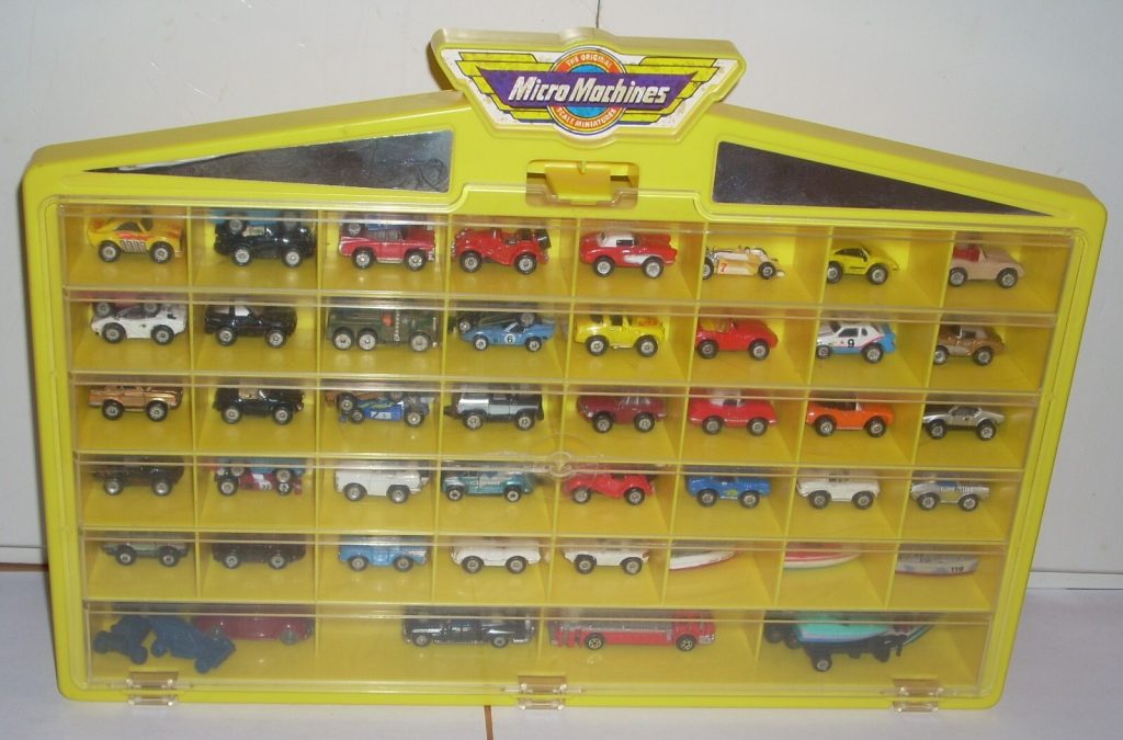 micro machines collection in yellow carrying case from the 80s