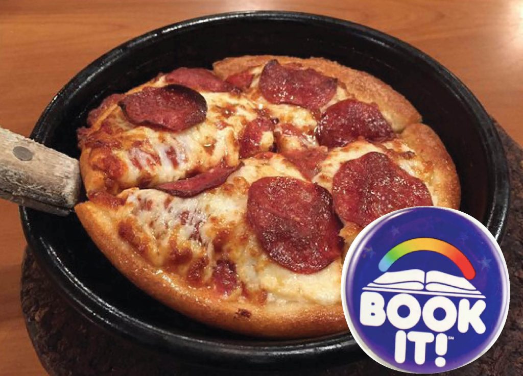 personal pan pepperoni pizza free with Pizza Hut Book It! program for students that start in the mid 1980s
