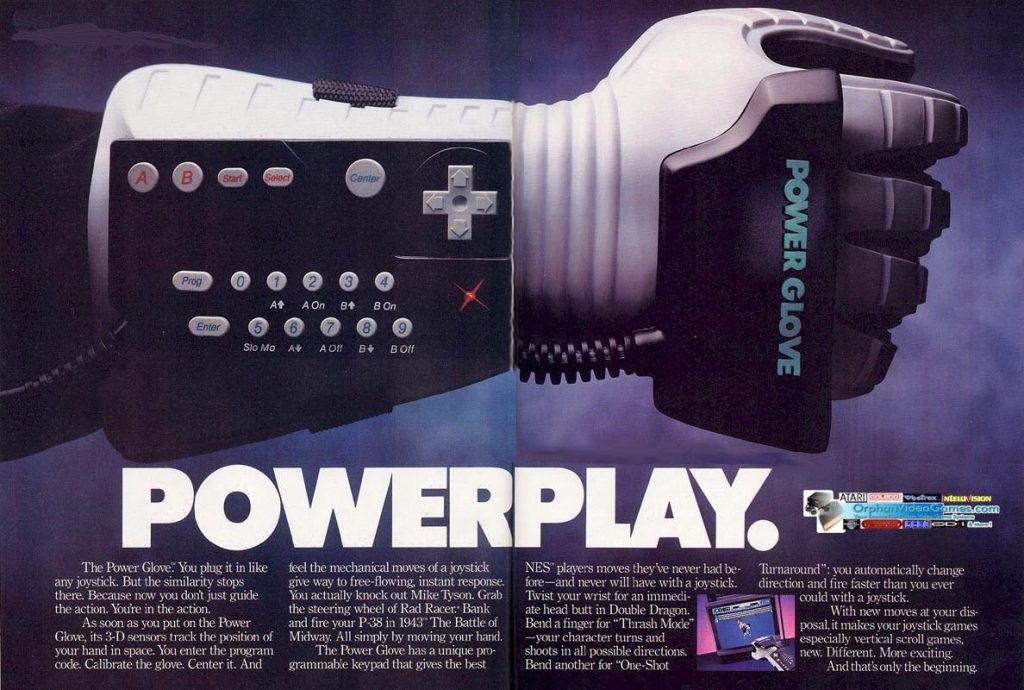 a nintendo power glove ad from a magazine in the 1980s