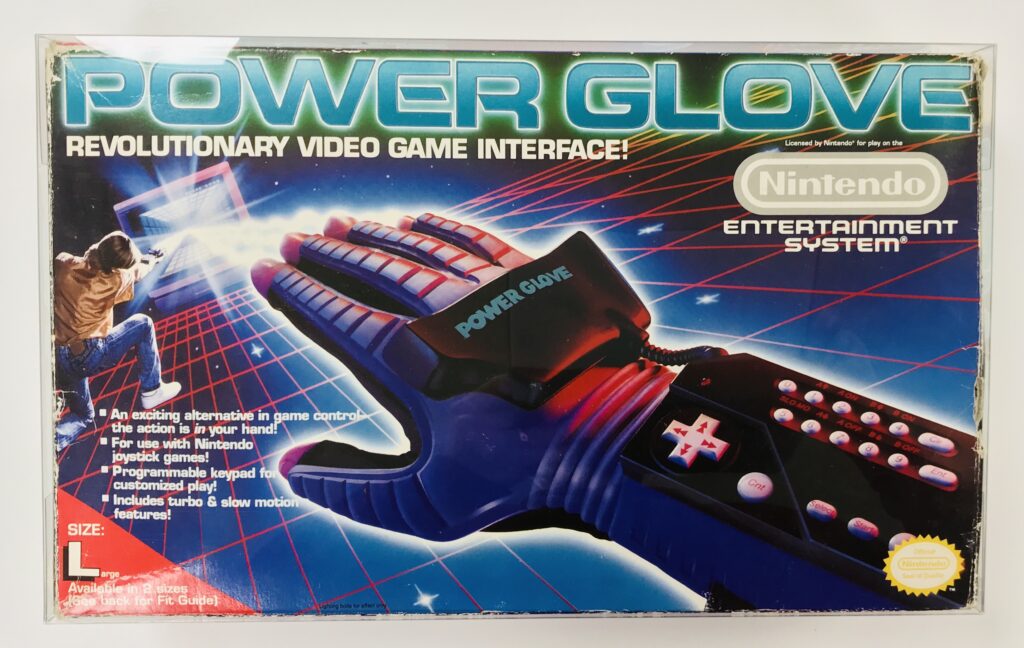 a nintendo power glove new in box from the nes system in the 1980s
