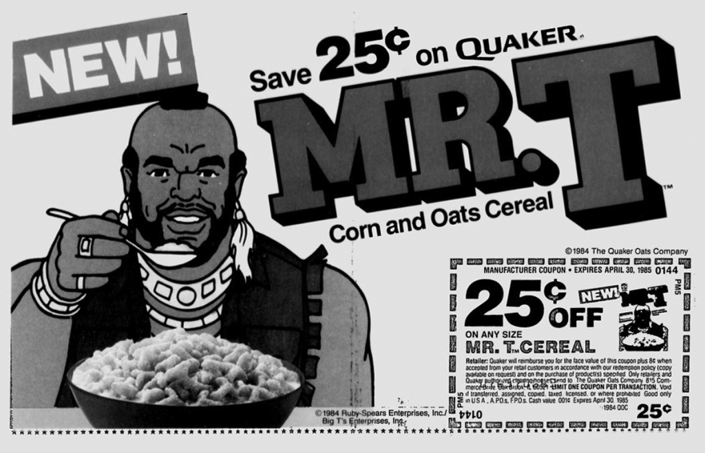vintage 80s mr. t cereal coupon