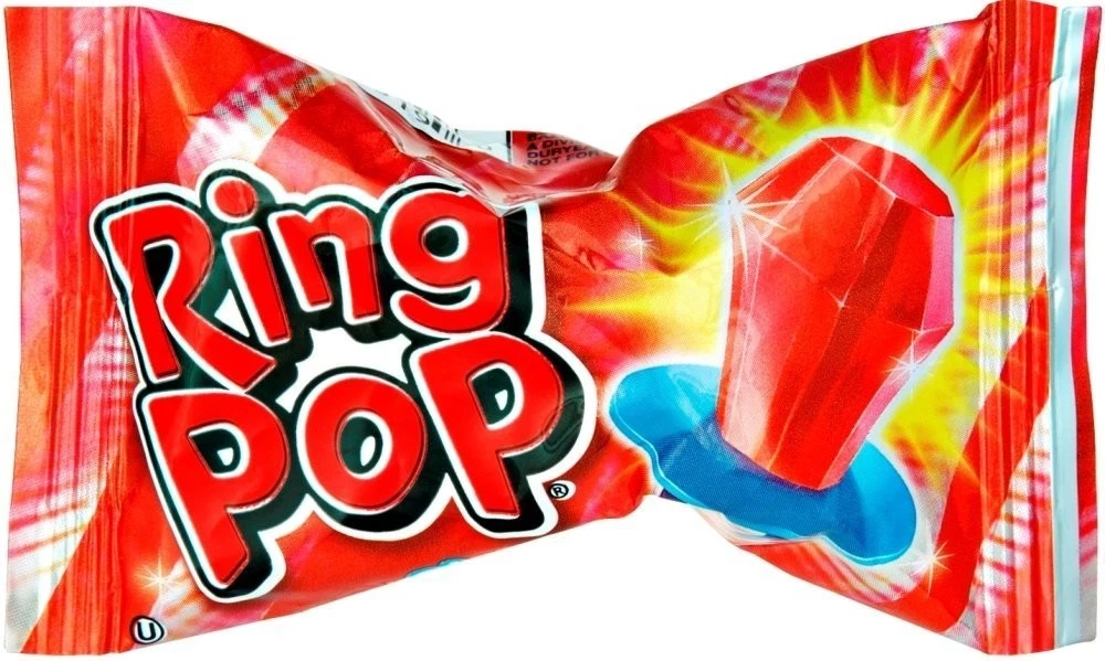 cherry flavored ring pops candy in wrapper from the 80s