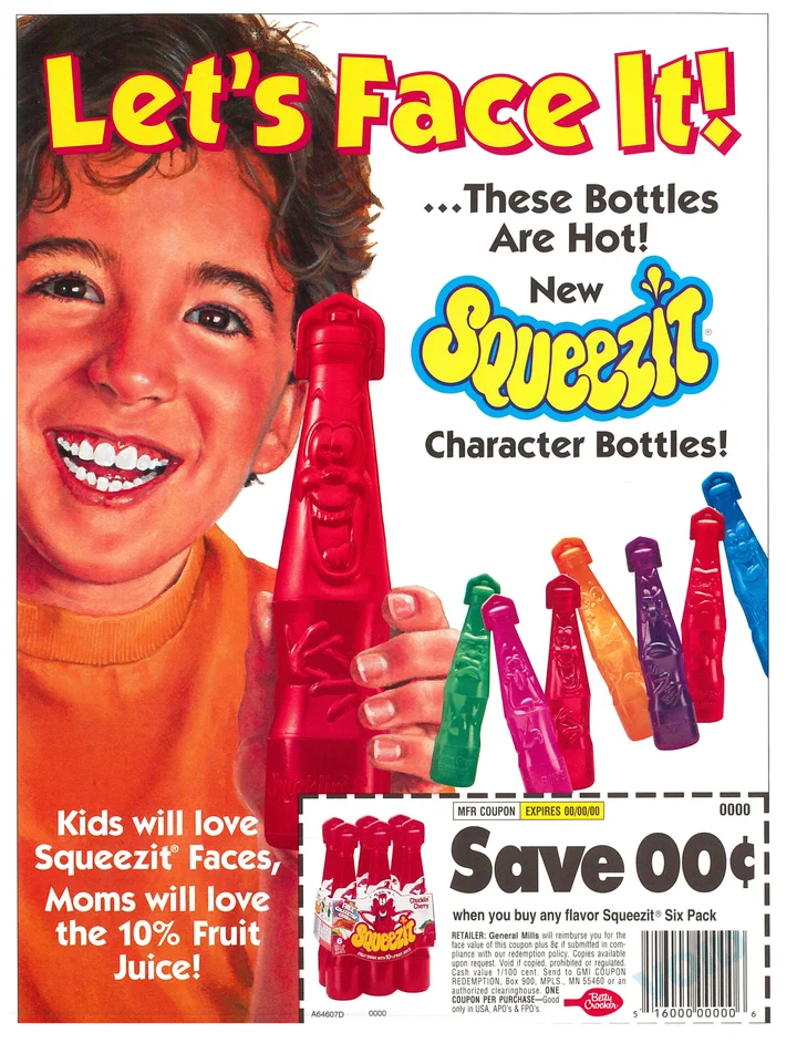squeezit drinks magazine ad with coupon