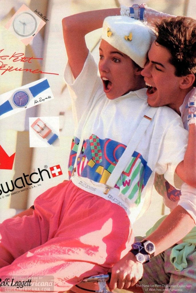 a 1984 swatch watches ad bring that retro design vibe
