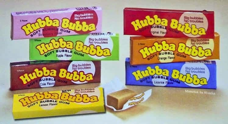 original hubba bubba bubble gum from the 80s in different flavors